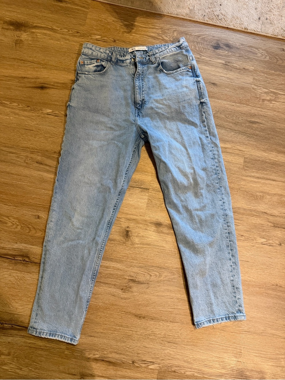 Zara Light Blue Denim Straight Jeans